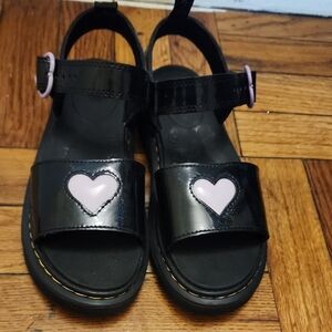Dr. Martens Black Sandals with Pink Heart
